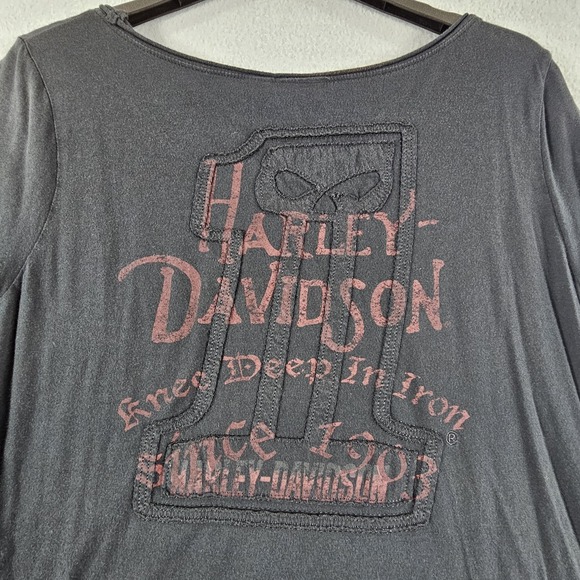 Harley Davidson Shirt Women Extra Large XL Black Motorcycle 1 Skull - Picture 7 of 9